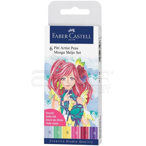 Faber Castell 6 Pitt Artist Pen Manga Shojo Set 167155