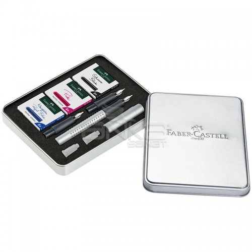 Faber-Castell Grip 2011 Dolma Kalem Kaligrafi Set Gümüş