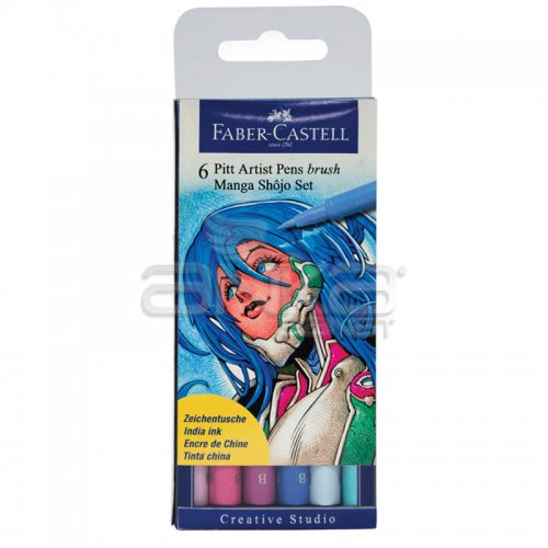 Faber Castell Pitt Artist Pen Brush Manga Çizim Seti 6lı Shojo Set