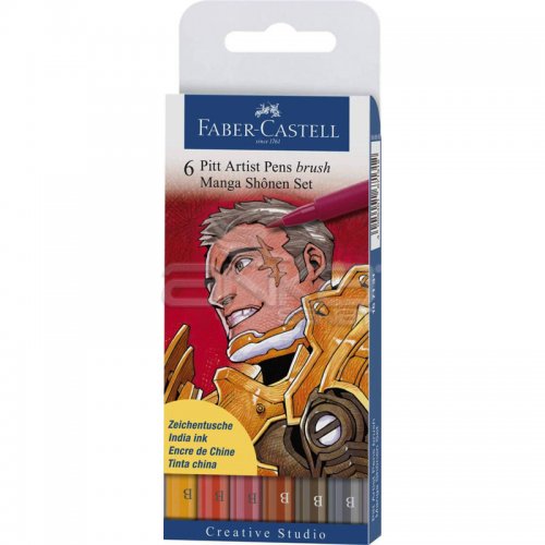 Faber Castell Pitt Artist Pen Brush Manga Çizim Seti 6lı Shonen Set