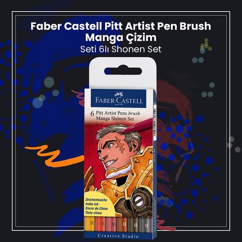 Faber Castell Pitt Artist Pen Brush Manga Çizim Seti 6lı Shonen Set