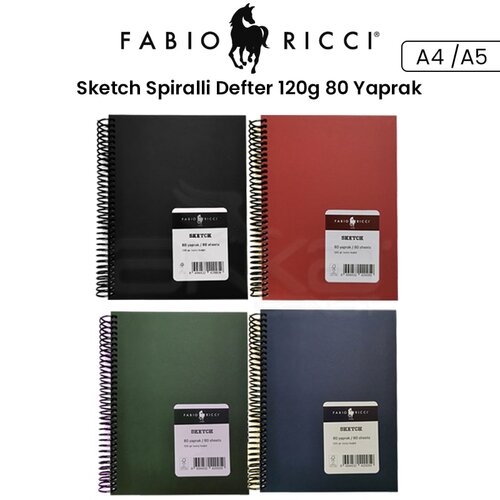 Fabio Ricci Sketch Spiralli Sert Kapak Çizim Defteri 120g 80 Yaprak