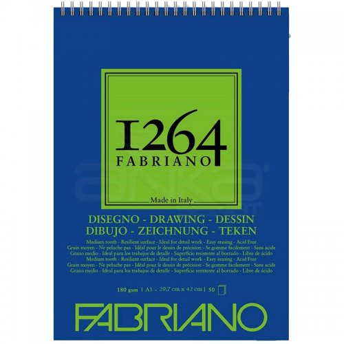 Fabriano 1264 Drawing Paper Çizim Defteri Üstten Spiralli 180g