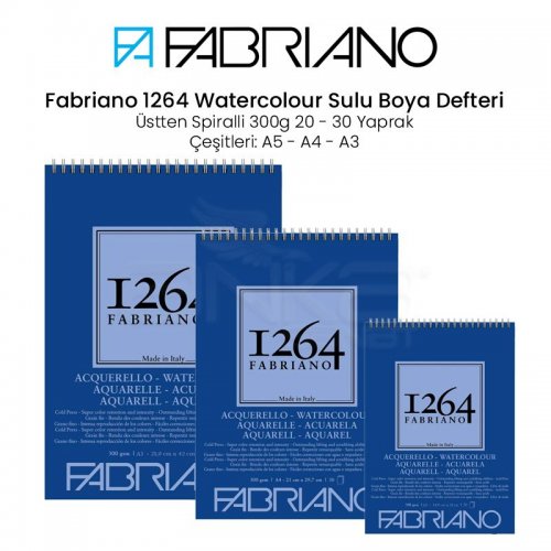 Fabriano 1264 Watercolour Sulu Boya Defteri Üstten Spiralli 300g