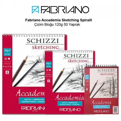 Fabriano Accademia Sketching Spiralli Çizim Bloğu 120g 50 Yaprak