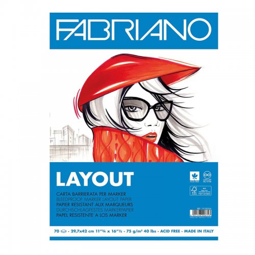 Fabriano Layout Pürüzsüz Marker Blok 75g 70 Yaprak A4