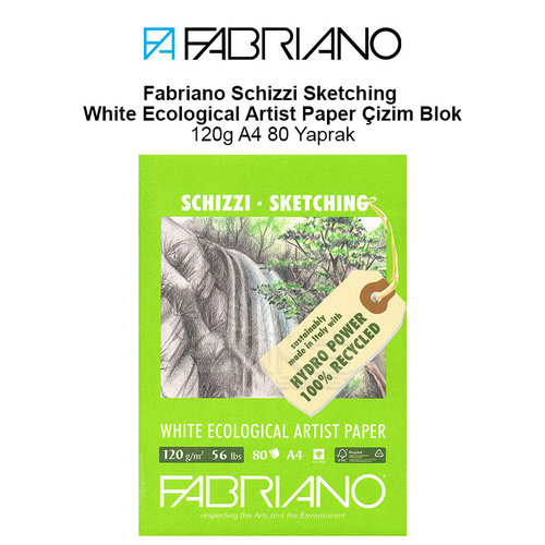 Fabriano Schizzi Sketching White Ecological Artist Paper Çizim Blok 120g A4 80 Yaprak