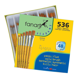 Fanart - Fanart Academy Sentetik Kıl Yassı Fırça Seti 48li