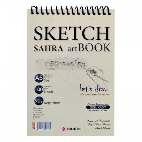 Folix Art Sahra Sketch Book Spiralli Çizim Defteri 90g 50 YP