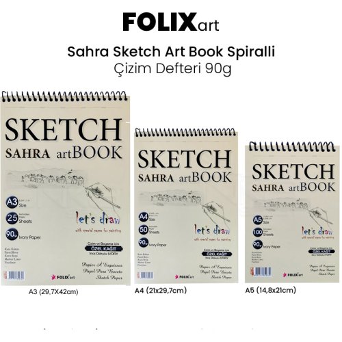 Folix Art Sahra Sketch Book Spiralli Çizim Defteri 90g 50 YP