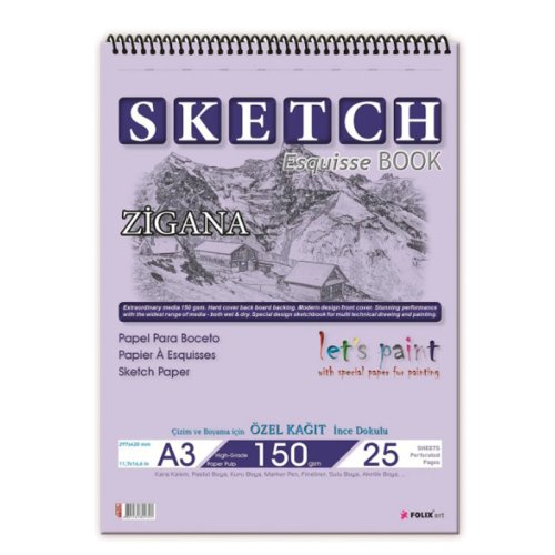 Folix Art Zigana Sketch Esquisse Book Spiralli Çizim Defteri 150g 30 Yaprak