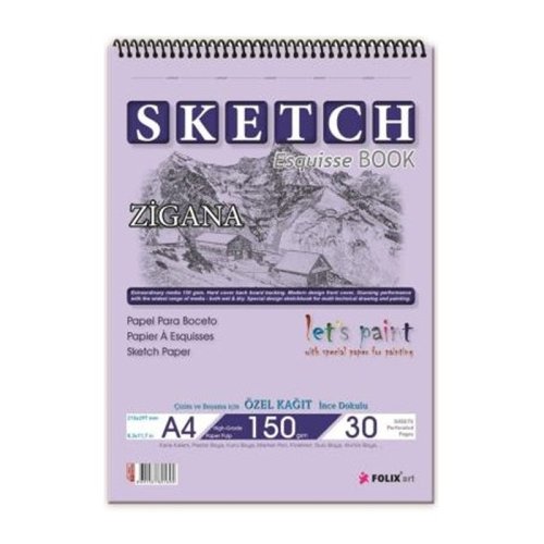 Folix Art Zigana Sketch Esquisse Book Spiralli Çizim Defteri 150g 30 Yaprak