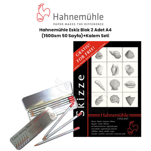 Hahnemühle Eskiz Blok 2 Adet A4 100 Yaprak 150g + Kalem Seti