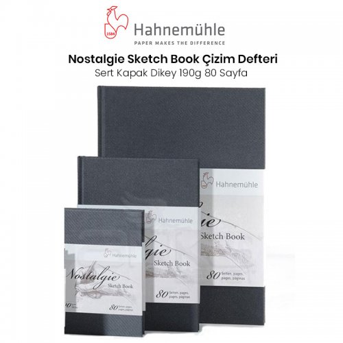 Hahnemühle Nostalgie Sketch Book Çizim Defteri Sert Kapak Dikey 190g 80 Yaprak