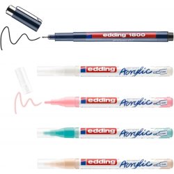 Edding - Edding 5300 Akrilik Marker Kalem 1-2mm Yuvarlak Uç 5li Set Ana Renkler (1)