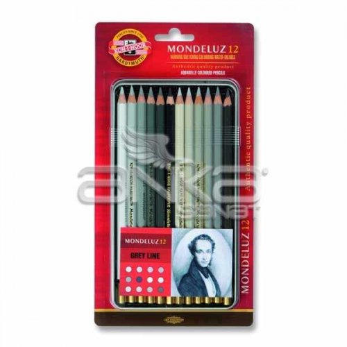 Koh-i-Noor Mondeluz Aquarell Sulu Boya Kalem Seti 12li Grey Line