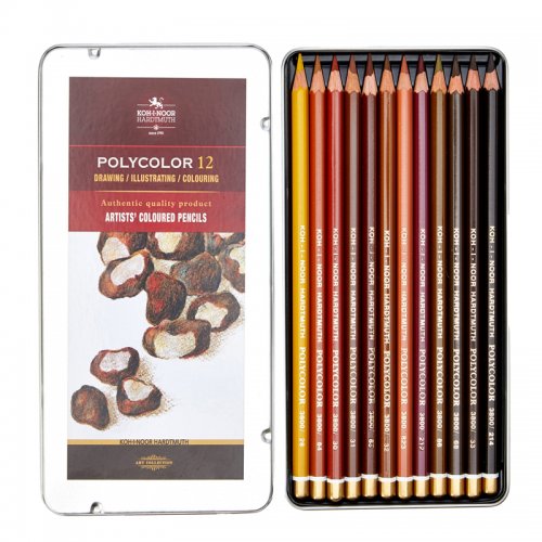 Koh-i-Noor Polycolor Kuru Boya Kalemi 12li Set Kahve Tonlar 3822