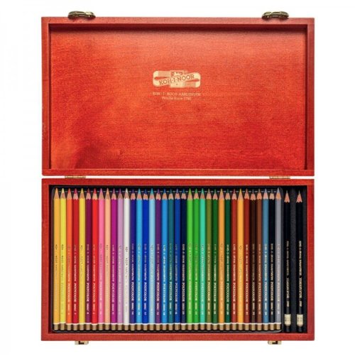 Koh-i-Noor Polycolor Kuru Boya Kalemi Ahşap Kutu 38li Set