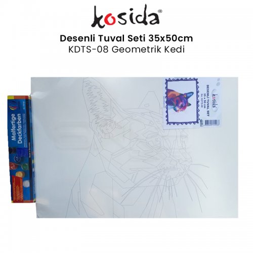 Kosida Desenli Tuval Seti 35x50cm Geometrik Kedi KDTS-08