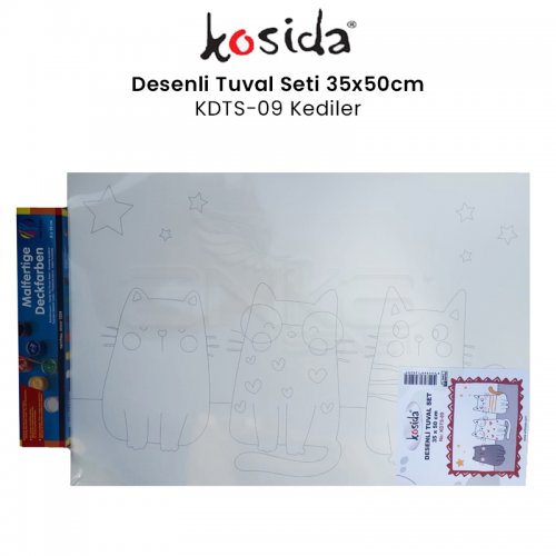 Kosida Desenli Tuval Seti 35x50cm Kediler KDTS-09