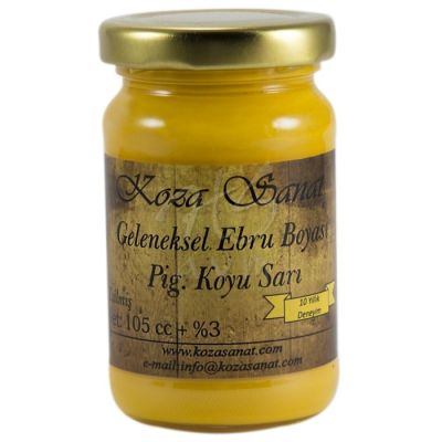 Koza Sanat Ezilmiş Ebru Boyası Pigment Koyu Sarı 105ml - Pigment Koyu Sarı