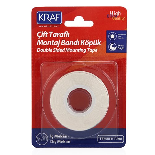 Kraf Çift Taraflı Montaj Bandı Köpük 15mmx1,9m