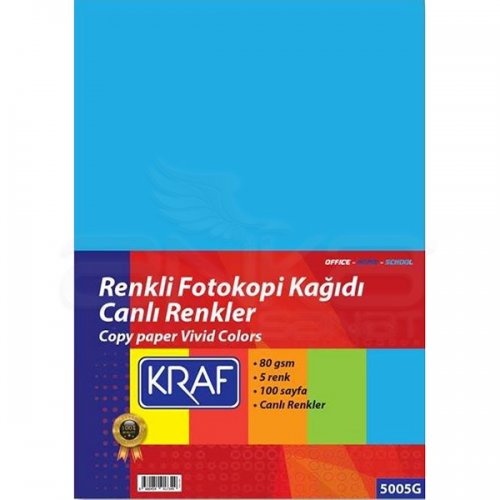 Kraf Renkli Fotokopi Kağıdı Canlı 5 Renk 100lü