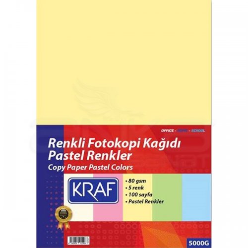 Kraf Renkli Fotokopi Kağıdı Pastel 5 Renk 100lü