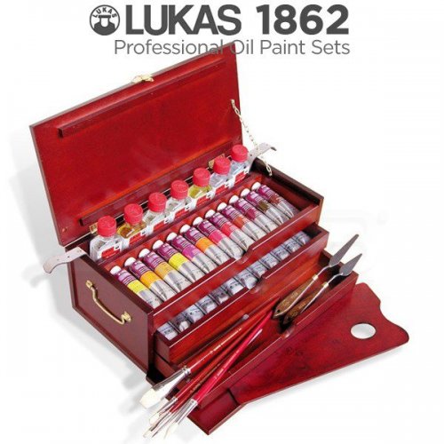 Lukas 1862 Yağlı Boya Oil Wooden Chest Ahşap Kutu 45 Parça 6001