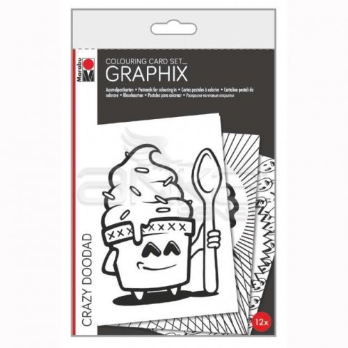 Marabu Graphix Colouring Card 12li Crazy Doodad Set