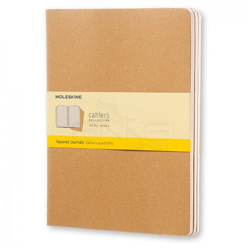 Moleskine Cahier 3lü XL Boy Kareli Defter Bej