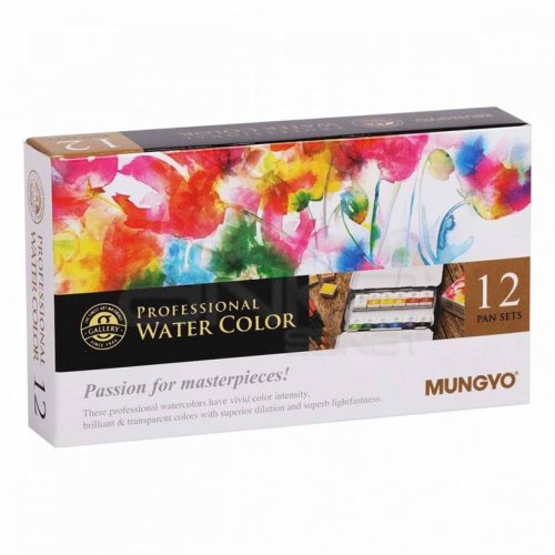 Mungyo Gallery Artists Watercolor Set 12 Renk Yarım Tablet MWPH-12C