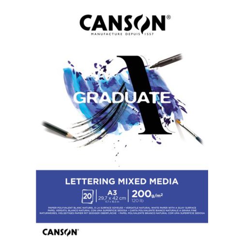 Canson Graduate Lettering Mixed Media Marker Pad 200g 20 Yaprak A3