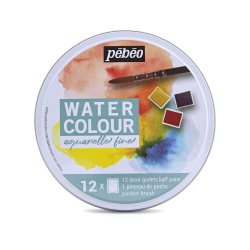 Pebeo Watercolour Aquarelle Fine 1/2 Tablet Sulu Boya 12 Renk Standart Renkler - Thumbnail