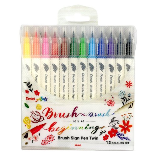 Pentel Brush Sign Pen Twin Fırça Uçlu Kalem 12li Set