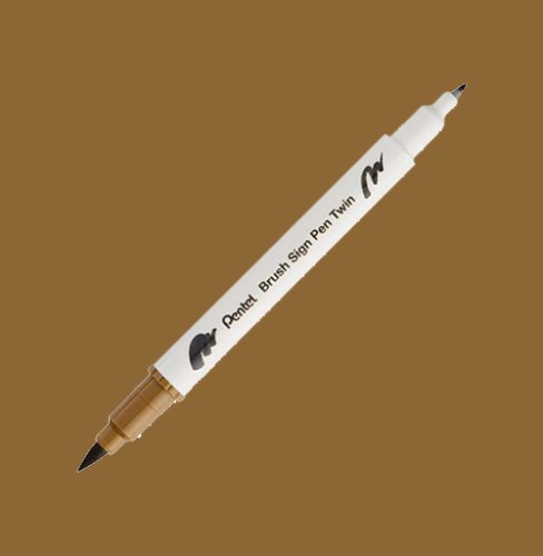 Pentel Brush Sing Pen Twin Çift Taraflı Fırça Uçlu Kalem Raw Umber 127 - Raw Umber 127