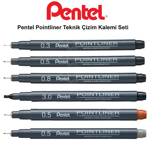 Pentel Pointliner Teknik Çizim Kalemi Seti 1