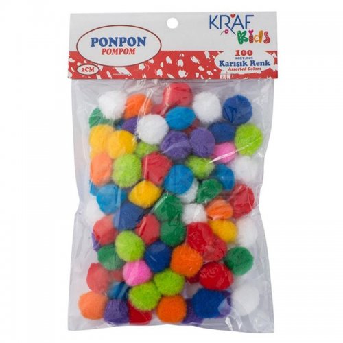 Ponpon Karışık Renk 100 Adet 2cm