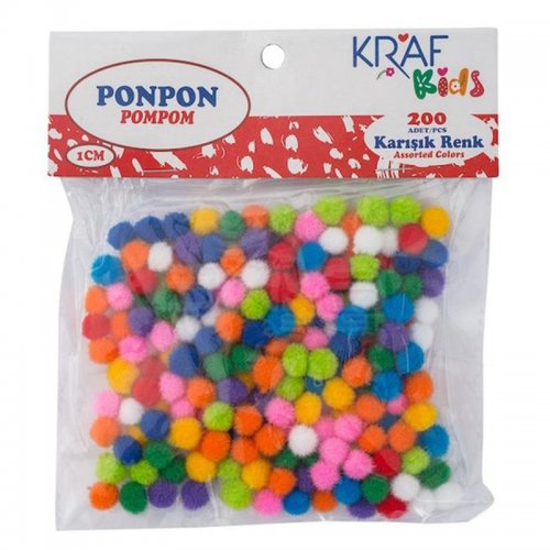 Ponpon Karışık Renk 200 Adet 1cm