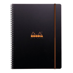 Rhodia - Rhodia Active Çizgili Defter Siyah İç Cepli Spiralli 90g 80 Yaprak 225x297mm