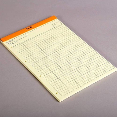 Rhodia Basic Kareli Bloknot Turuncu Kapak Soldan 4 Delikli Sarı Kağıt 80g 80 Yaprak 210x318mm