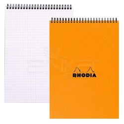 Rhodia - Rhodia Basic Spiralli Bloknot Turuncu Kapak Kareli 80g 80 Yaprak