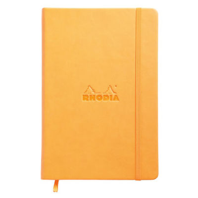 Rhodia Boutique Webnotebook Italyan Deri Çizgisiz Defter (Yandan) Turuncu Sert Kapak