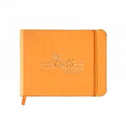 Rhodia - Rhodia Boutique Webnotebook Italyan Deri Kısa Kenarlı Ciltli(Yandan) Çizgili Defter Turuncu Sert Kapak (1)