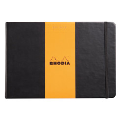 Rhodia - RHODIA 148*210 cm A-5 ÇİZGİSİZ DEFTER, SİYAH SERT KAPAK + ELASTİ