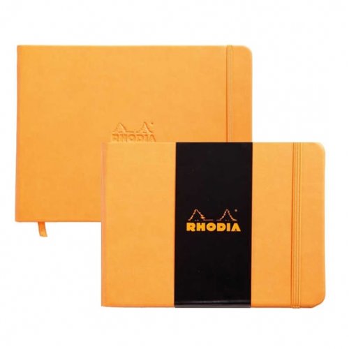 Rhodia Boutique Webnotebook Italyan Deri Kısa Kenarlı Ciltli(Yandan) Çizgisiz Defter Turuncu Sert Kapak