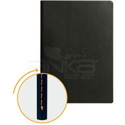 Rhodia - Rhodia İtalyan Deri Yumuşak Kapak Dot Defter A5 64 Yaprak 90g Siyah