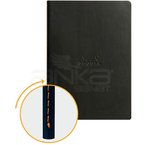 Rhodia İtalyan Deri Yumuşak Kapak Dot Defter A5 64 Yaprak 90g Siyah