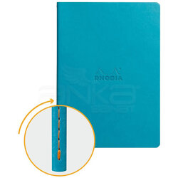 Rhodia - Rhodia İtalyan Deri Yumuşak Kapak Dot Defter A5 64 Yaprak 90g Turkuaz