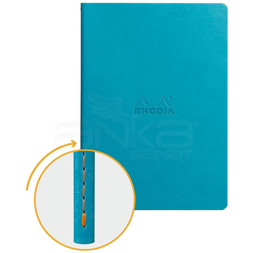 Rhodia İtalyan Deri Yumuşak Kapak Dot Defter A5 64 Yaprak 90g Turkuaz